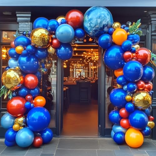 RUBFAC Blue Balloons Different Sizes Dark Blue Balloon Arch Kit 129pcs - color: Dark Blue