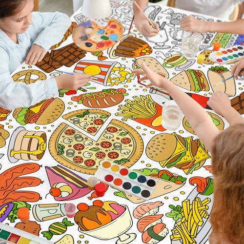 Gatherfun Giant Kids 컬러링 포스터 | 80.9 x 182.9cm(31.5 x 72인치), 교실, 생일 및 이벤트를 위한 재미있는 음식 테마 활동 | 벽 장식 또는 테이블 커버로 다용도 - style: 음식 섭취