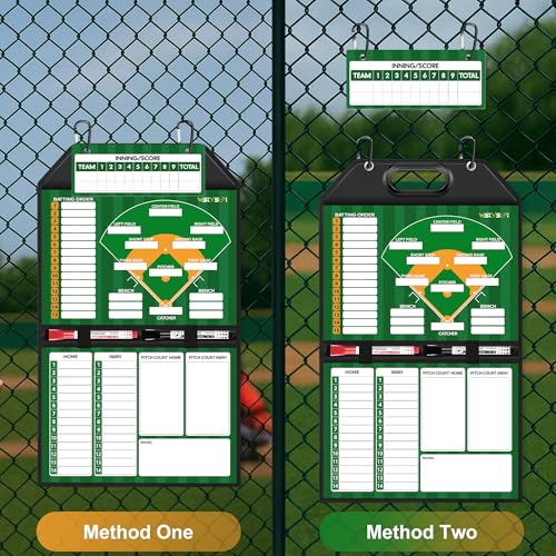 Magnetic Baseball Lineup Board โ Foldable Dugout Display with Carry Handle for Coaches and Teams | Portable Leather-Covered Strategy & Lineup Planner - style: Baseball
