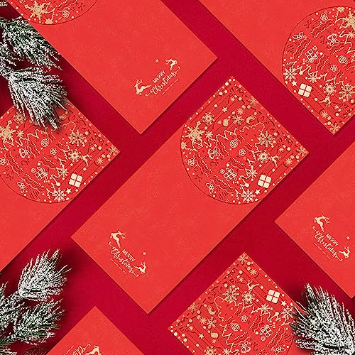 Holiday Christmas Money Holders for Cash Gift 12 Pcs, Xmas Red Envelopes Money Envelopes with Gold Foil & Laser Cut, Christmas Currency Envelope Cash Stuffing Envelopes (Red) - size: Vertical,7"×3.4"
