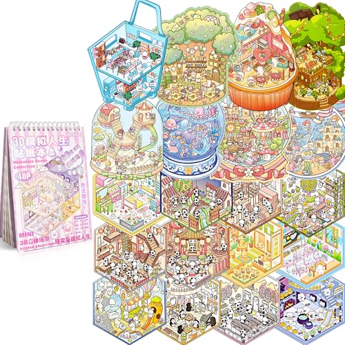 Scene Sticker – 20 Sets DIY 3D Sticker Scene Book Cute Cartoon Stickers Kit – Fun Sticker Therapy Activity for Stress Relief, Crafts & Gifts - color: Pink - 20 Sets