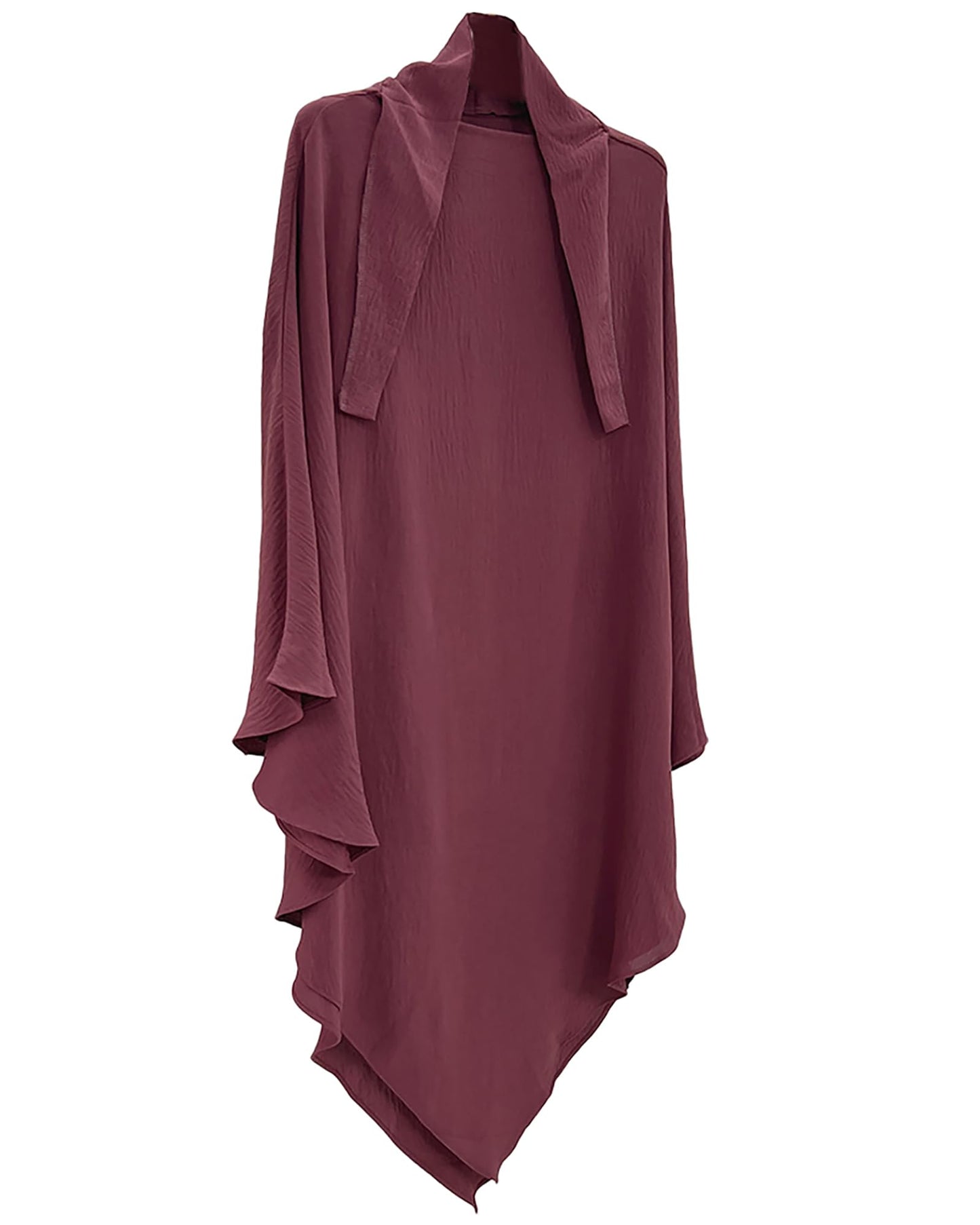 Muslim Prayer Abaya Islamic Women's Khimar Pure Color Hijab Dress Long Sleeve Dubai Kaftan - color: Darkredhijab