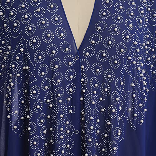 OBEEII Muslim Dress for Women Loose Batwing Sleeved Hooded Beaded Embroidery Long Abaya Dress Kaftan Abayas Islamic Robe - color: Bs06