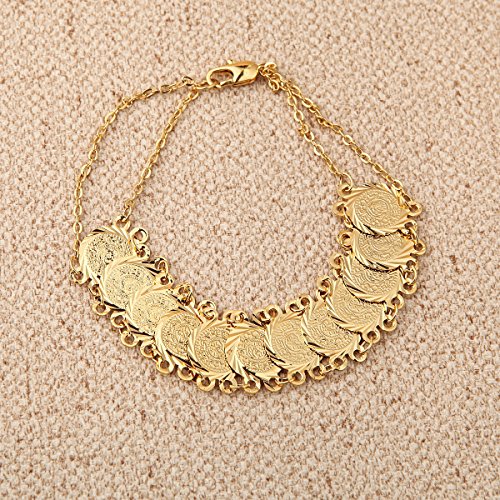 Small Cute Gold Plated Islamic Muslim Arab Money Coins Bracelet for Women Jewelry Bangle - style: Style F