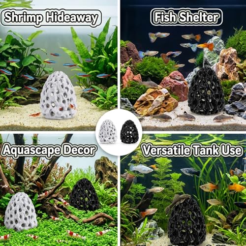 2PCS Shrimp Hides for Aquarium, Shrimp Hide and Aquarium Shrimp Hideout, Cave with Suction Cup for Shrimp Tank Decor, Hiding and Resting Accessory