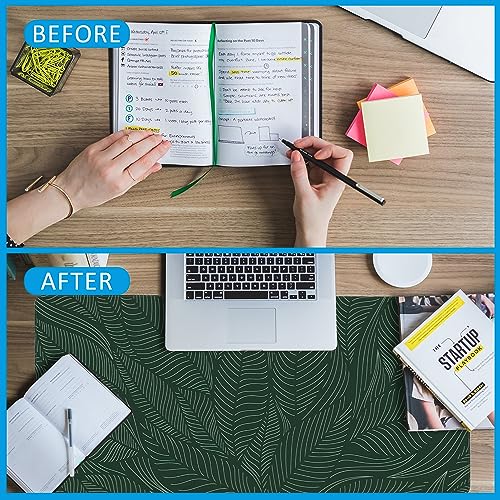 Golden Tropical Leaf Large Gaming Mouse Pad,Waterproof Desk Mat for Desktop,Non-Slip Rubber Base Mousepad with Stitched Edges for Laptop Office and Home 35.4X15.7 Inch - color: Golden Tropical Leaf
