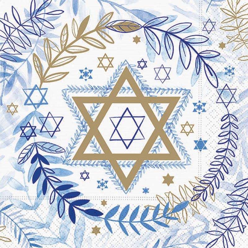 Judaic Stars Party Tableware Supplies, Paper Plates & Napkins,16 Guest Pack