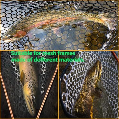 Rubber Fishing Net Replacement Hook Resist Net for Fly Fish Landing Net - color: White, size: S:Fits Hoop 11.81"-13"|Net Dia 11.81"|Depth 9"