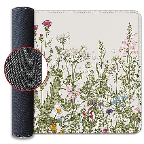 Flower Mouse Pad - Large, Abstract White, Floral Texture, Keyboard Mat, Gaming | 27.5x11.8 in - color: Plant Flower-white