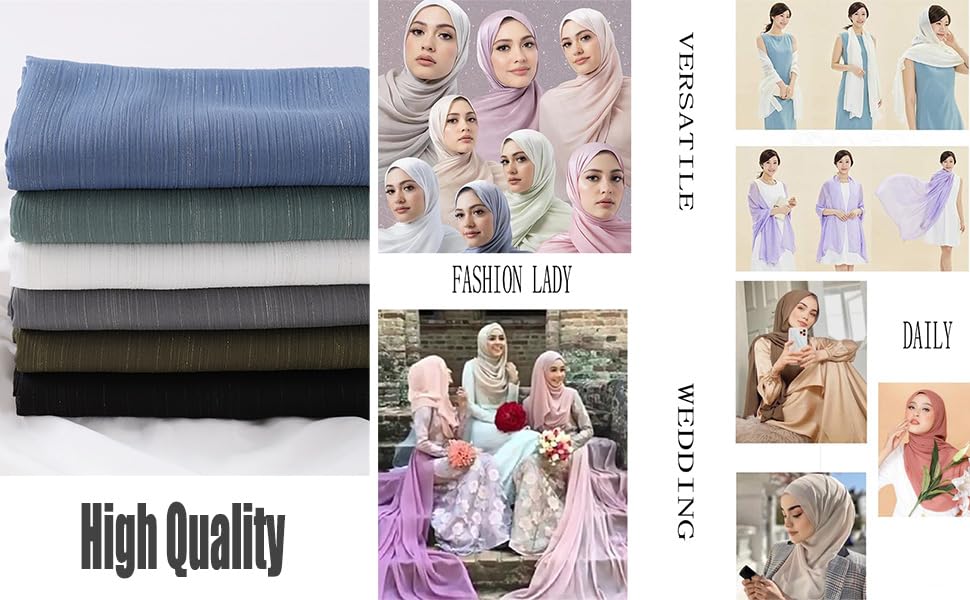 Women Hijab Chiffon Head Scarf Lightweight Shimmer Scarves Crepe Wedding Shawls and Wraps for Evening Dresses Shiny - color: Mauve