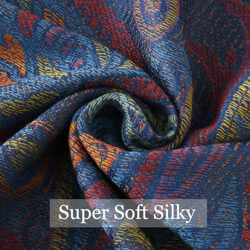 Paisley Pashmina Rave Shawl Scarf-Women's Reversible Ethnic Jacquard Pashmina Wraps for Travel - color: B#. Royal Blue