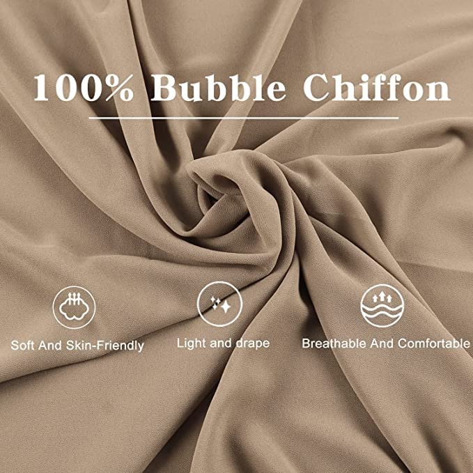 Yeieeo Instant Chiffon Hijab with Undercap (Tube or Bandage Cap), Breathable, no sweat buildup,Solid Chiffon Head Wraps - color: Camel
