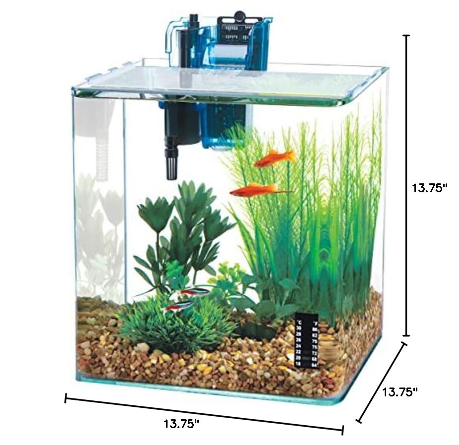 Penn-Plax Water-World Vertex Desktop Aquarium Kit - Perfect for Shrimp & Small Fish - 10 Gallon Tank - size: 10 Gallon