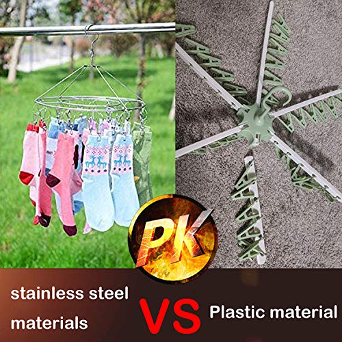 CenYouful 2 Pack Stainless Steel Round Hanging Drying Rack with 20 Clips for Drying Socks, Baby Clothes, Bras, Towel, Underwear, Hat, Scarf, Pants, Gloves - size: Circular-2 Pack