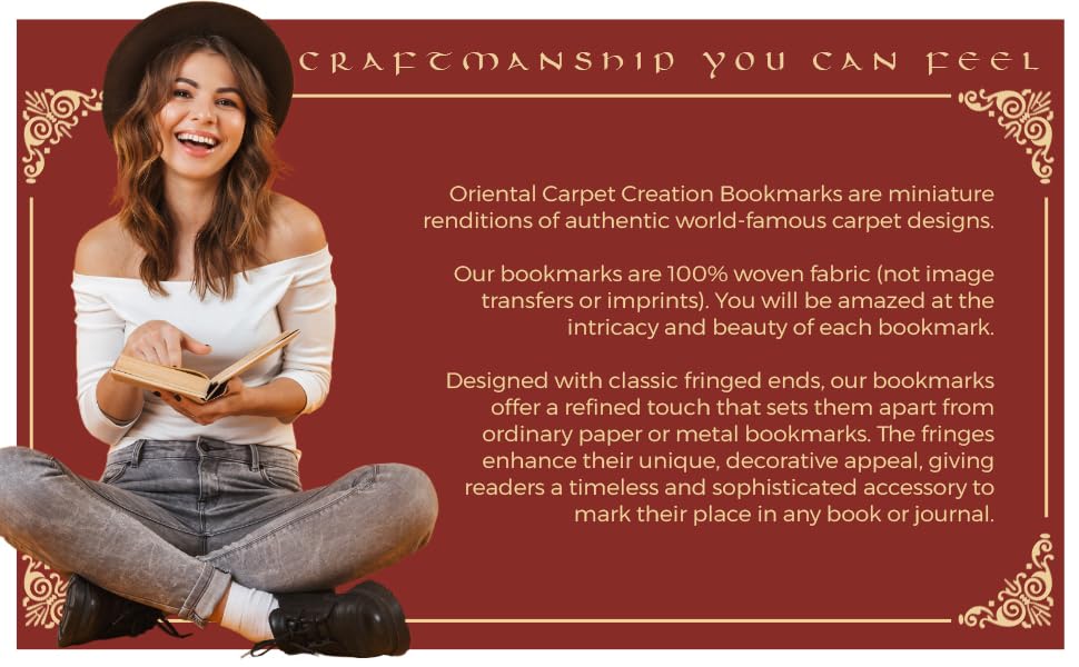Oriental Carpet Bookmarks Kajara - Authentic Woven Carpet - Rug Bookmarks - Beautiful, Elegant, High Quality, Woven Cloth! Best Gifts for Men Women Adults Teens Teachers & Librarians!