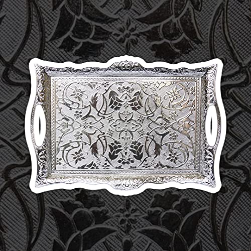 Alisveristime Big Square Zamac Serving Tray, 14.5 x 9.85 in (Silver) - color: Silver