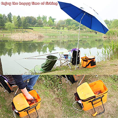 Foldable Fishing Bucket - Multi-Functional EVA Bag for Outdoor, Live Fish Lures and Protection, 10GAL/8GAL/6GAL/4.8GAL/3GAL Live Fish Container - color: 10gal/Orange