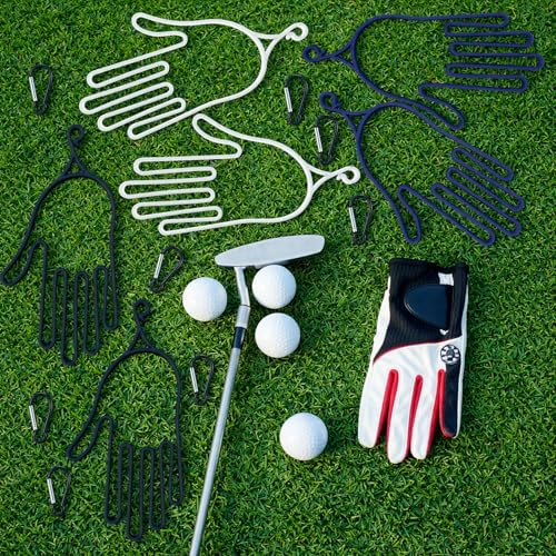 Simgoing 6 Pcs Golf Gloves Holder with 6 Metal Hanging Hooks Golf Gloves Stretcher Support Keeper Drying Rack Tool Accessories Men Women Golfer - color: Blue,White,Black