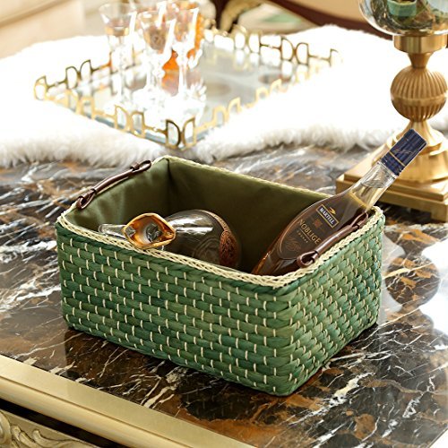 Basket Woven Maize Storage Bins for Drawers, Kingwillow(Green,Large) - size: Large