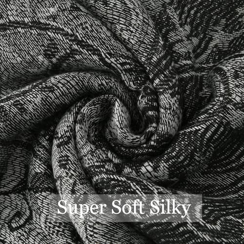 Paisley Pashmina Rave Shawl Scarf-Women's Reversible Ethnic Jacquard Pashmina Wraps for Travel - color: A#. Black White