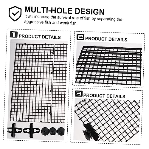 Happyyami 1set Fish Tank Divider Isolation Mesh Cups for Fish Breeding High Permeability Design Easy Installation Set - color: Black
