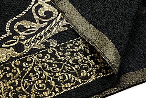 ihvan online Muslim Prayer Rug with 99 Beads Tasbih, Soft Chenille Sajadah, Lightweight & Foldable Janamaz, Portable Travel Prayer Mat, Islamic Gift for Eid, Ramadan, Hajj & Umrah, Black - color: Black
