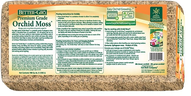 Better-Gro Premium Grade Orchid Moss - 100% Natural,Imported Sphagnum Moss for Orchids,Ferns,and Hostas,Excellent for Hanging Baskets and Propagating Plants - 190 Cubic Inches,(Pack of 2) - size: 190 cu. in. (Pack of 2)