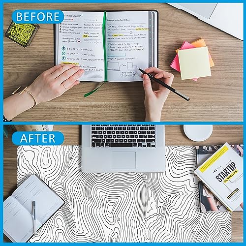 Mouse Pad,Topographic Line Desk Mat for Desktop,Desk Pad with Non-Slip Base and Stitched Edge,Extended Mousepad for Office and Home 35.4X15.7 Inch - color: Topographic Line