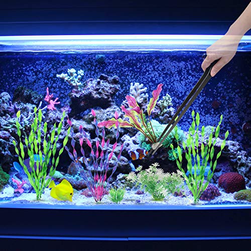 Luxiv 15 In Aquarium Tweezers Set, Straight And Curved Feeding Tongs | 15in Stainless Steel Straight And Curved Tweezers, For Fish Tank Plants, Aquascaping, Cleaning And Feeding, Anti-rust Durable - color: Black