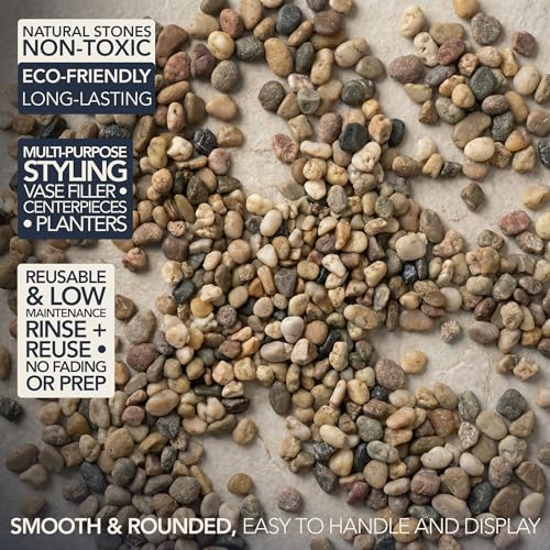 Royal Imports River Rocks, Aquarium Gravel – Natural 0.5"- 0.75" - 30 lbs | Decorative Ornamental Vase Filler Pebbles for Potted Plants, Terrariums, Vases, Succulents, Fish Tank Gravel, DIY & Crafting - size: Small - 30 lbs, style: Natural