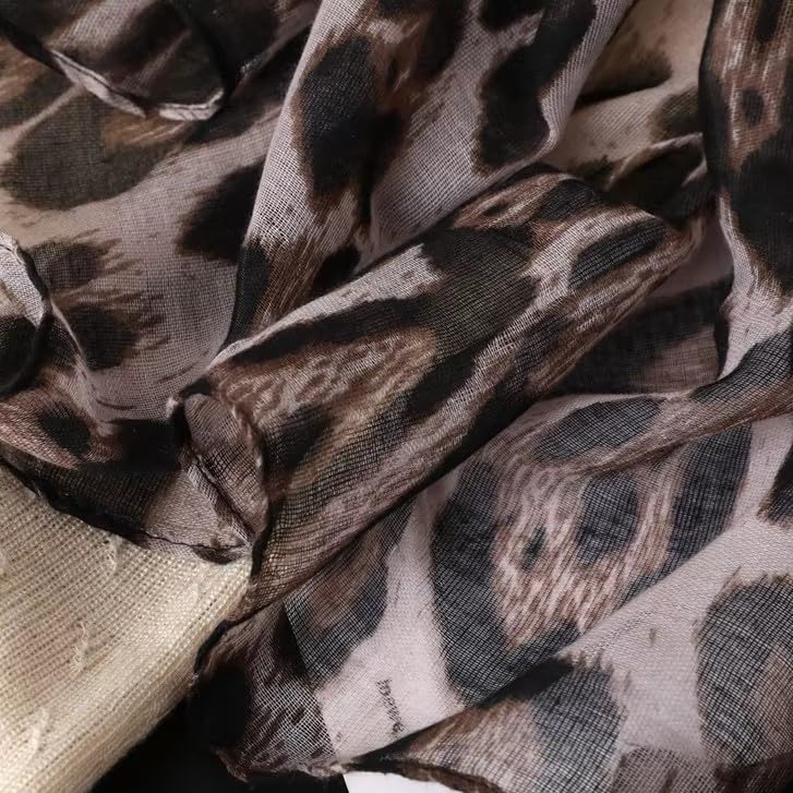 UTOWO Women Leopard Shawl Scarf Sheer Chiffon Fashion Neckerchief Classic Cheetah Hijab Lightweight Wrap Bandanas 31x66in