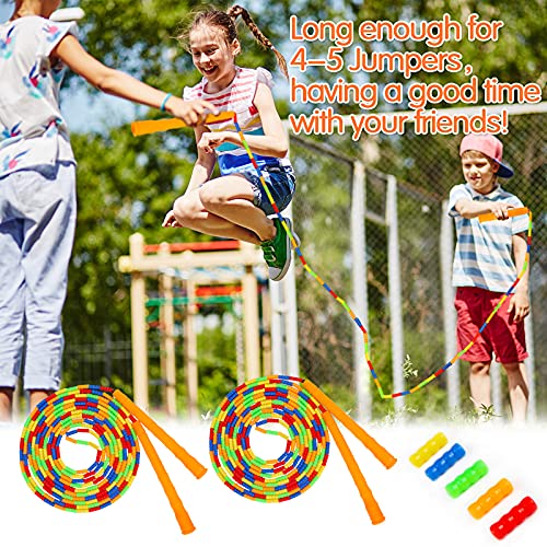 Supertrip Double Dutch Jump Rope Soft Beaded Jump Rope Long Jump Rope 16 FT, Jump Ropes For Women Adult Kids Adjustable Skipping Rope Long Enough for 4-5 Jumpers - color: Orange