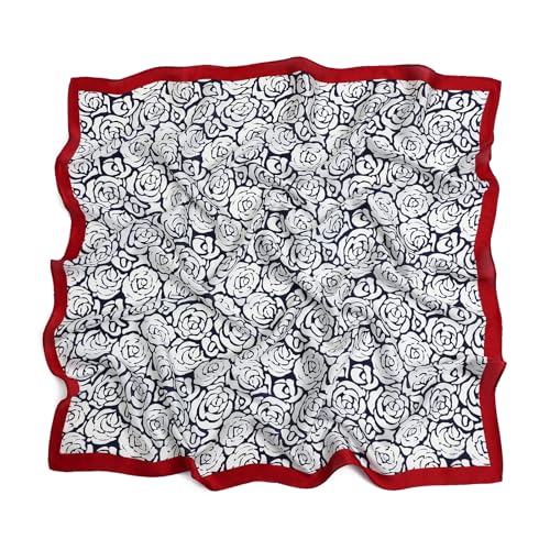 STARWHISPER 27" Square Head Scarf for Women Silk Feeling Satin Scarf Women Fashion Silk Scarf for Wrapping Hair - color: Rose World2