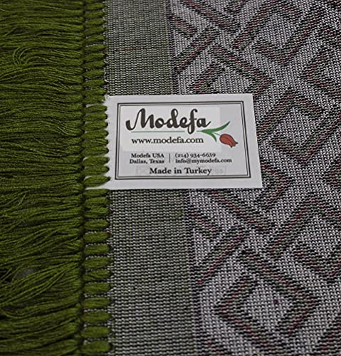 Modefa Turkish Islamic Prayer Rug - Multi Person Janamaz Sajada for Family - Large Gathering & Group Praying Carpet - Wide Plush Velvet Praying Mat (Geometric Green - 4 Person) - color: Geometric Green - 4 Person