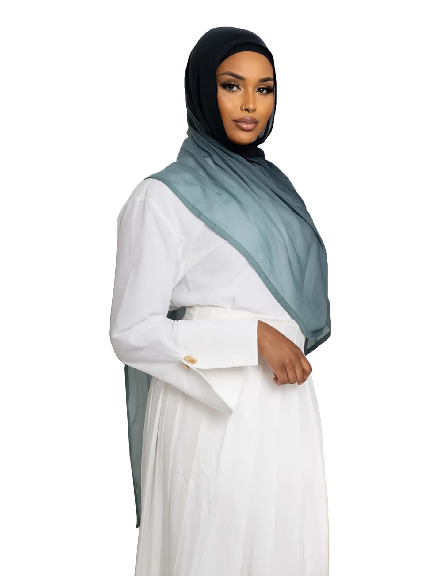 Txmout Ombre Modal Hijab Scarf for Women Muslim, Soft Lightweight Headscarf - color: Black - Khaki