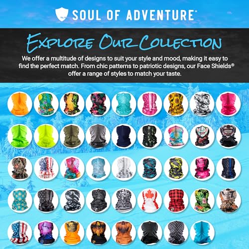 S A Soul of Adventure Single UV Face Shield | UV 30+ Multipurpose Neck Gaiter Balaclava for Adults - color: Red Plaid