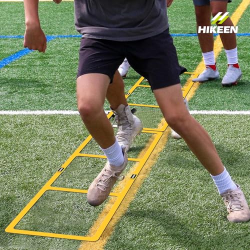 Hikeen Agility Ladder - Speed Ladder for Football, Basketball - Durable Rubber Training Ladder for Footwork with Carry Bag, Portable & Non-Slip Agility Football Training Equipment - style: Yellow