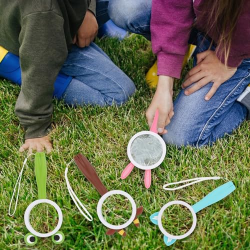Rongon 10X Kids Magnifying Glass Handheld Magnifier for Child (4Pcs) | Animal shape magnifier student exploring nature, scientific experiment Observing insect animal plant leaves explore reading - color: 4ppcs