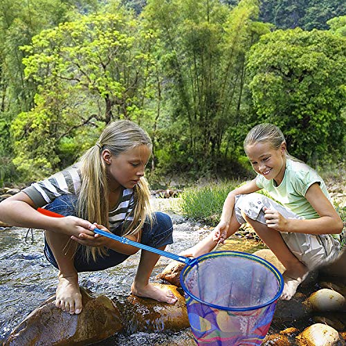 Kids Fishing Net - Telescoping Bait, Minnow, and Butterfly Net With 11.4" Depth, Handle Extends to 30" for Easy Catch and Release - color: Blue 2pack