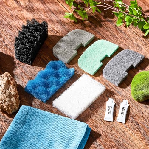 Threlaco 52 Pcs Replacement Filter Media Kit Compatible with Fluval 106/107 Aquarium Filters Include Biological Foams Ammonia Remover Phosphate Pads Nitrite Remover, Towel and Grease - style: 106/107