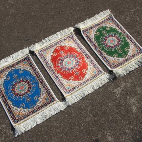 Portable Islamic Prayer Small Mat Classic Pattern Muslim Prayer Rug Small Rug Foldable Salah Carpet Mat with Tassel - color: Red