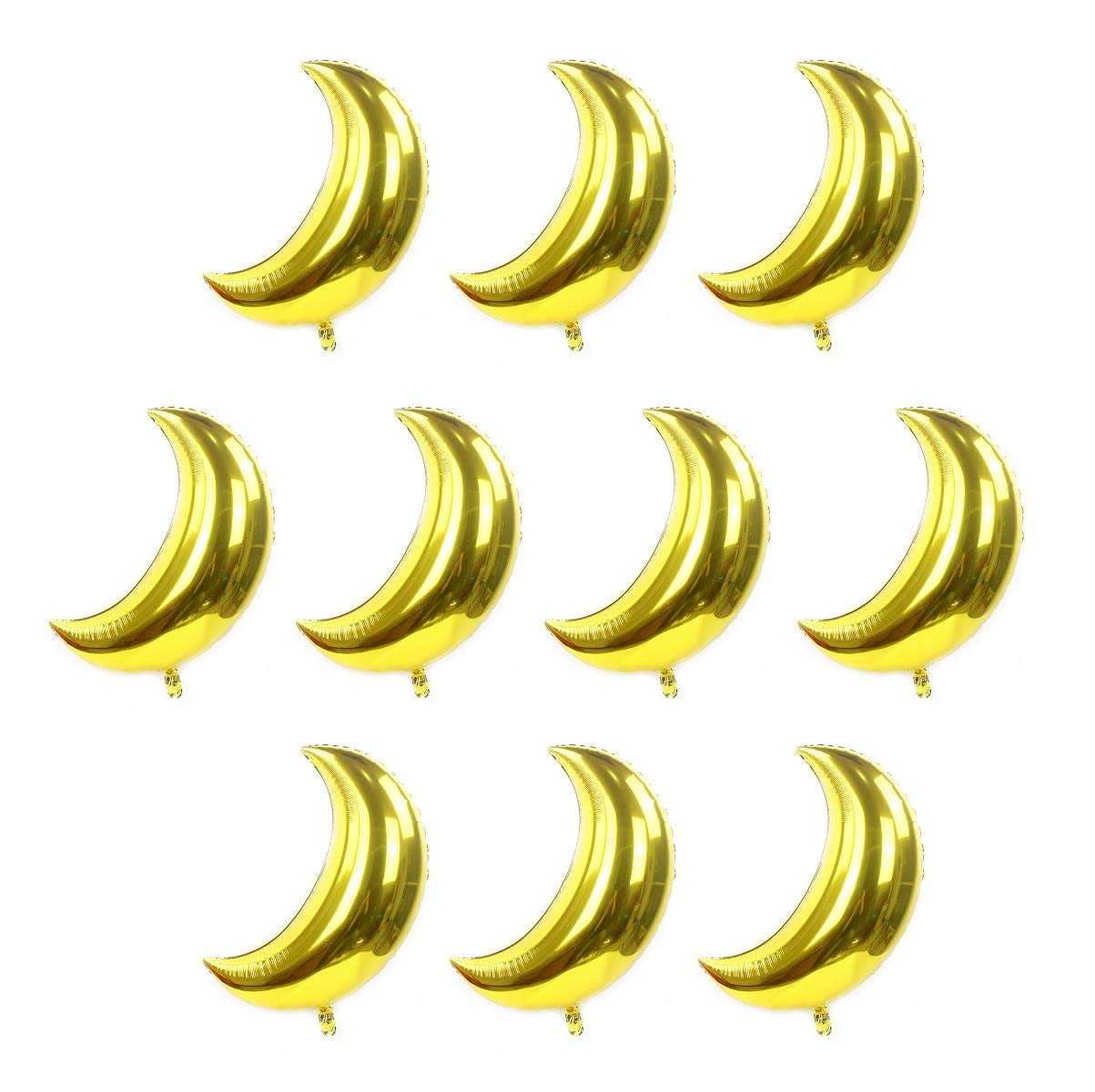 10 Pcs 20 Inch Gold Moon Foil Balloons for Birthday, Wedding, Baby Shower, Ramadan & More (Reusable, Self Sealing) - color: Gold