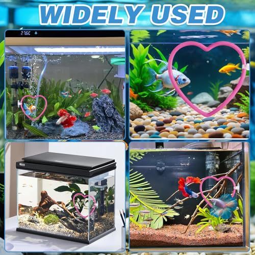 Heart Betta Fish Tank Decor Accessories, Pink Betta Fish Toys Decorations Supplies for Aquariums, Cute Design Not Easily Damaged Pink Aquariums Accessories