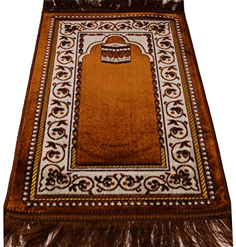 Modefa Turkish Velvet Prayer Rug | Small Child Toddler Size Namaz Sajadah Janamaz | Kb (Golden Brown) - color: Golden Brown