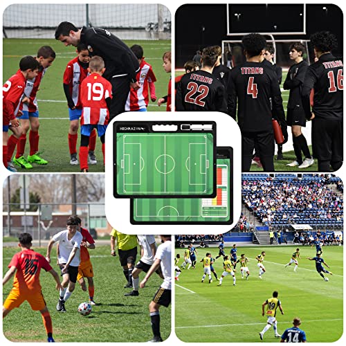Dry Erase Soccer Clipboard for Coach, Premium Tactical Soccer Coaching Board, Portable Double Sides Full & Half Court Dry Erase Board with Marker - style: Soccer-C