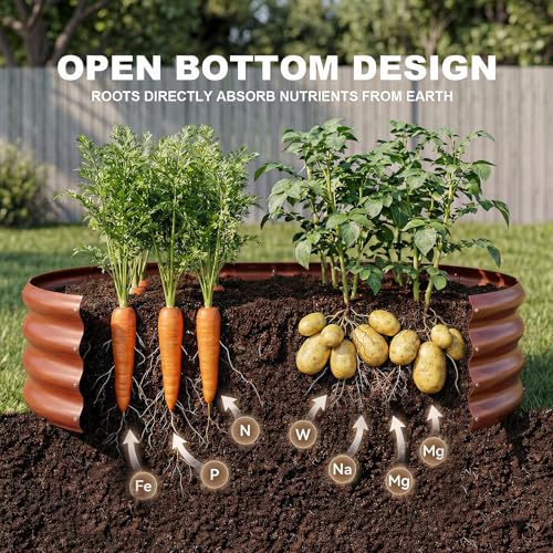 Land Guard 2 Pcs 6ft Metal Raised Garden Bed, 6 x 3 x 1 Galvanized Planter Raised Beds for Vegetables, Brown - color: 4-brown, size: 6×3×1ft(2pcs)