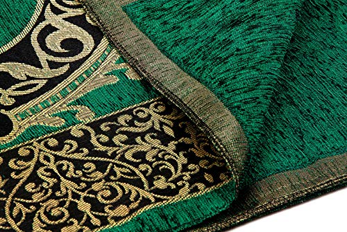 ihvan online Muslim Prayer Rug with 99 Beads Tasbih, Soft Chenille Sajadah, Lightweight & Foldable Janamaz, Portable Travel Prayer Mat, Islamic Gift for Eid, Ramadan, Hajj & Umrah, Green - color: Green