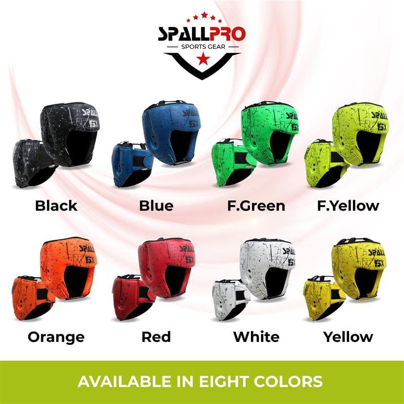 Spall Pro Boxing Headgear, Sparring Helmet for Fighting Sports Karate Boxing Martial Arts MMA and Taekwondo - color: F.Yellow