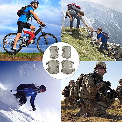 Combat Knee & Elbow Protective Pads Set for Outdoor CS Paintball Game Cycling Safety Skateboarding Gear Skates Knee Protection Guard Pads - color: ACU