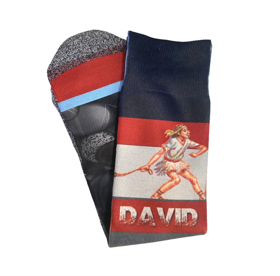 Men's – Christian Crew Socks for Men with Scripture | Moisture-Wicking | Easter Gift Idea - color: David & Goliath